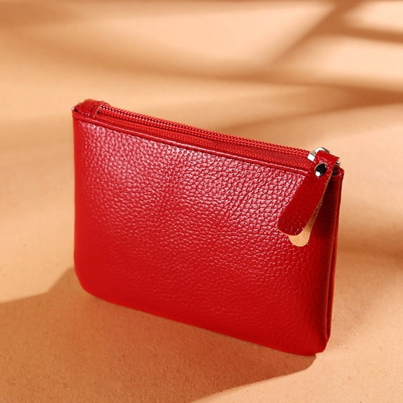 EliteGoogv Purses For Women Compact Zipper Closure Womens Wallets Slim Fit Soft Textured Card Holders Lightweight Minimalist Coin Purses Casual Everyday Clutches Red