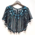 thumbnail image 1 of EliteGoogv Sequins Geometric Sheer Mesh Shawl Wrap Bolero Jacket Elegant Evening Dress Cover Up Bridesmaid Wedding Party Prom Gown Accessory For Women,BU2,One Size, 1 of 3