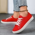 thumbnail image 1 of EliteGoogv Sneakers For Women Lace Up Canvas Round Toe Sneakers For Women Breathable Cushion Flat Summer Walking Sneakers Vacation Casual Flats Red, 1 of 1