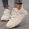 thumbnail image 1 of EliteGoogv Sneakers For Women Lace Up Round Toe Womens Sneakers Breathable Mesh Cushion Walking Shoes Summer Vacation Outdoor Casual Trainers Beige, 1 of 1