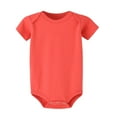 thumbnail image 1 of EliteGoogv Toddlers Baby Boys Girls Solid Orange Bodysuits Short Sleeve Crew Neck Onesies Soft Cotton Rompers for Summer Daily Wear and Layering,Watermelon Red,12M, 1 of 3