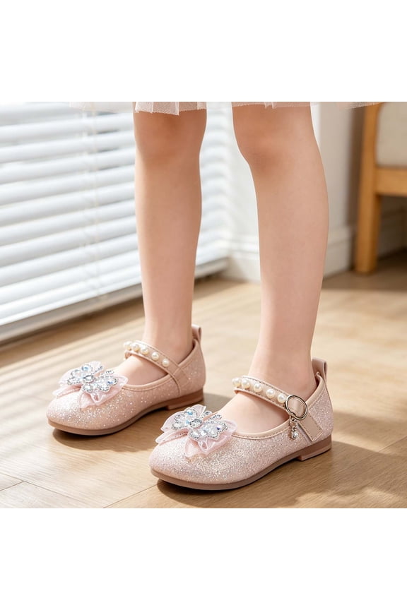Toddlers Kids Sandals For Girls Girls Sandals With Bow Pearl Embellishment Performance Wedding Party Summer Footwear For Toddler,Pink,US:10/3.5Y-4Y