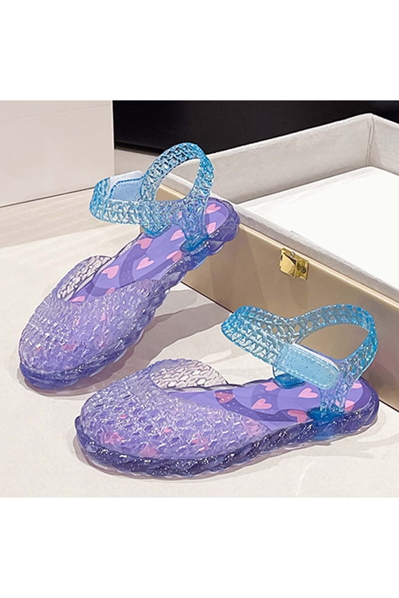 Toddlers Kids Sandals For Girls Girls Summer Fashion Jelly Sandals Open Toe Soft Sole Beach Shoes With Breathe Holes For Beach Wear,Purple,US:9/2.5Y-3Y