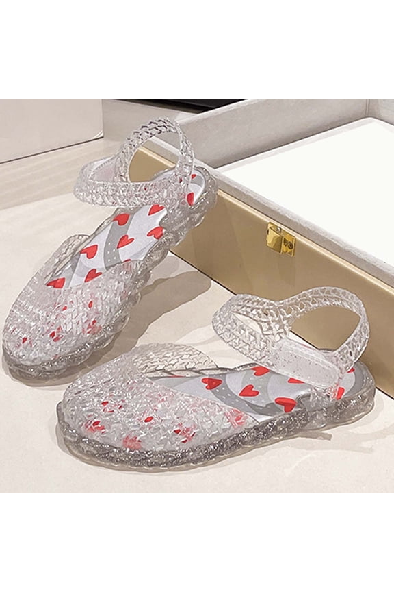 Toddlers Kids Sandals For Girls Girls Summer Fashion Jelly Sandals Open Toe Soft Sole Beach Shoes With Breathe Holes For Beach Wear,White,US:10.5/4Y-4.5Y