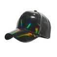 thumbnail image 1 of EliteGoogv Unisex Baseball Cap Holographic PU Leather Adjustable Curved Brim Shiny Dad Hat For Men Women Casual Trendy Visor Cap Summer Festival Daily Wear Outdoor Sun Protection Headwear, 1 of 7