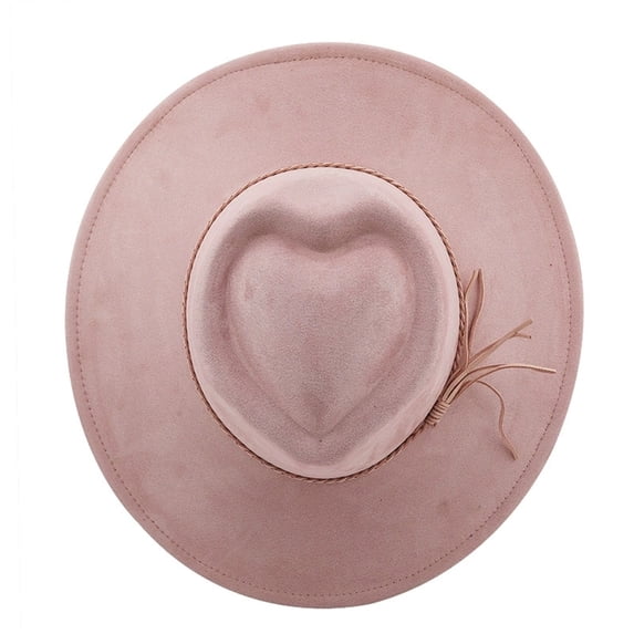 EliteGoogv Unisex Heart Top Fedora Hat Classic Wide Brim Jazz Hat Suede Dress Hat for Women Men