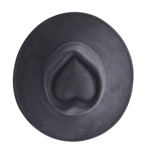 EliteGoogv Unisex Heart Top Fedora Hat Classic Wide Brim Jazz Hat Suede Dress Hat for Women Men