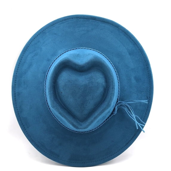 EliteGoogv Unisex Heart Top Fedora Hat Classic Wide Brim Jazz Hat Suede Dress Hat for Women Men