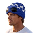 thumbnail image 1 of EliteGoogv Unisex Knit Beanie Lined Plaid Goggle Detail Skull Cap Winter Hat, 1 of 4
