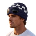 thumbnail image 1 of EliteGoogv Unisex Knit Beanie Lined Plaid Goggle Detail Skull Cap Winter Hat, 1 of 4