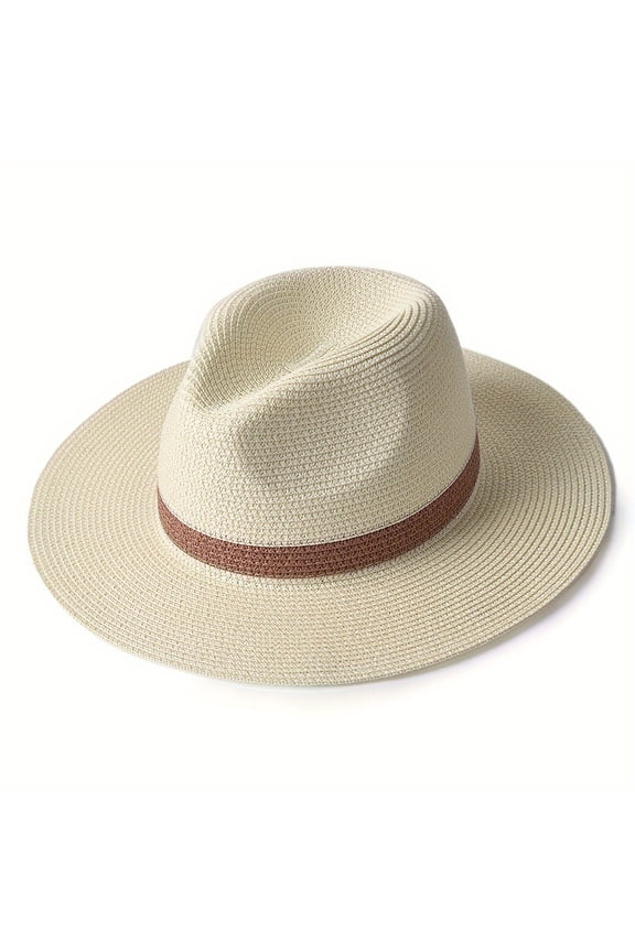 Unisex Panama Straw Hat Wide Brim Breathable Foldable For Men Women Summer Beach Vacation Outdoor Travel Sun Protection Boater Cap Headwear