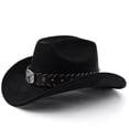 thumbnail image 1 of EliteGoogv Unisex Wool Fedora Hat Wide Brim Curved Brim Retro Western Style For Men Women Autumn Winter Casual British Jazz Sun Protection Cap Headwear, 1 of 6