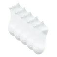 thumbnail image 1 of EliteGoogv Women 5 Pairs Ruffle Trim Ankle Socks Soft Cotton Breathable Low Cut No Show Socks Cute Japanese Style For Daily Wear,White,One Size, 1 of 2