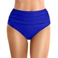 thumbnail image 1 of EliteGoogv Women High Waisted Ruched Triangle Cutout Design Swim Bottom Quick Dry Bathing Suit Bottom For Beach Pool Summer Wear,Blue,L, 1 of 5