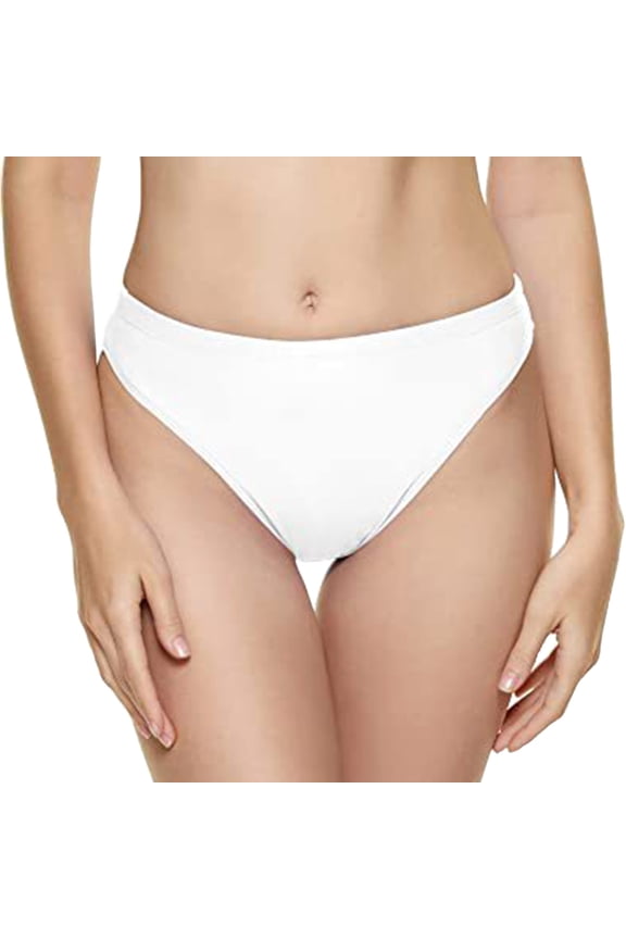 Women High Waisted Solid Classic Bikini Bottom Figure Flattering Comfortable Bathing Suit Bottom For Beach Pool Summer Daily Wear,White,M