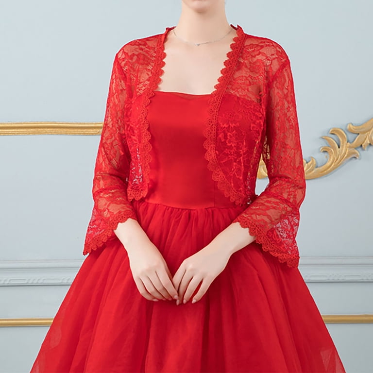 formal dress bolero jacket GORAIS Womens Lace Shrugs Black Long Sleeve Prom Open Front Crop Top for Evening Dresses : Clothing, Shoes & Jewelry Modular Two Long Mother of the Bride