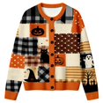 thumbnail image 1 of EliteGoogv Women's Halloween Graphic Cardigan Button Down Long Sleeve Knit Sweater Loose Fit Casual Fall Winter Outwear,XXL, 1 of 5