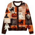 thumbnail image 1 of EliteGoogv Women's Halloween Graphic Cardigan Button Down Long Sleeve Knit Sweater Loose Fit Casual Fall Winter Outwear,XXXXXL, 1 of 5