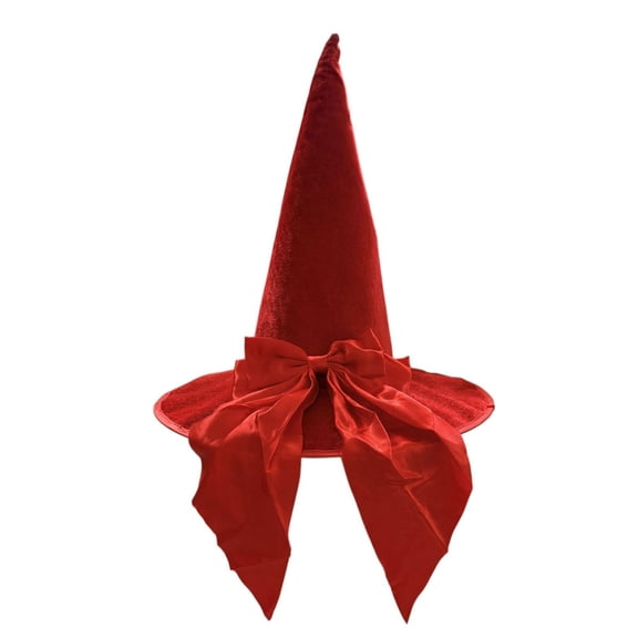 EliteGoogv Women's Halloween Witch Hat Pointed Wide Brim Party Hat with Bow Accent Masquerade Dress Hat for Adults