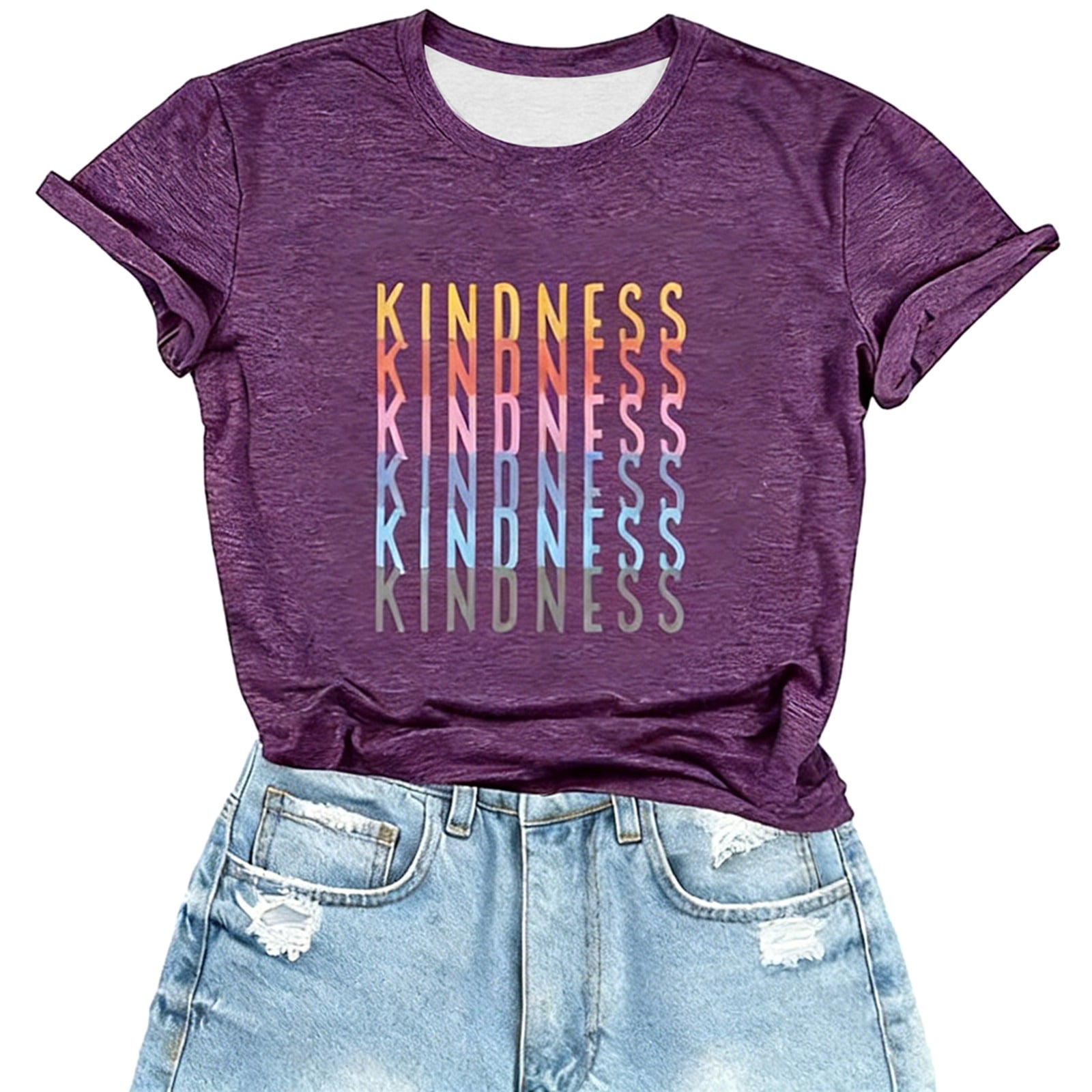 EliteGoogv Women's Letter Print Tee Tops Short Sleeve Crew Neck T ...