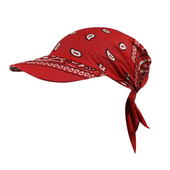 EliteGoogv Women's Paisley Print Bandana Cap With Brim Retro Cotton Sun Protection Turban Wrap Adjustable Casual Baseball Style Headwear