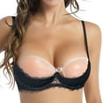 thumbnail image 1 of EliteGoogv Womens Bras Sheer Lace Half Cup Bras For Women Seamless Everyday Push Up Bras Lightweight Support Lace Bras Black S, 1 of 3