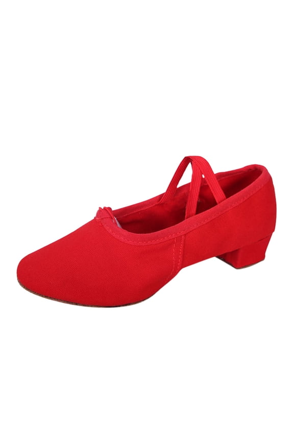 Womens Dance Shoes Canvas Mid Heel Latin Ballroom Flats For Women Non Slip Rubber Sole Prom Party Practice Footwear US :6