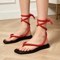 thumbnail image 1 of EliteGoogv Womens Flat Sandals Rope Straps Weave Summer Beach Shoes Sandals For Women Lightweight Open Toe Casual Sandals Red US :8, 1 of 6