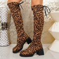 thumbnail image 1 of EliteGoogv Womens Leopard Print Over Knee Boots Crinkle Stacked Fold Shaft Chunky Heel Tall Boots For Women Winter Footwear US:6, 1 of 5