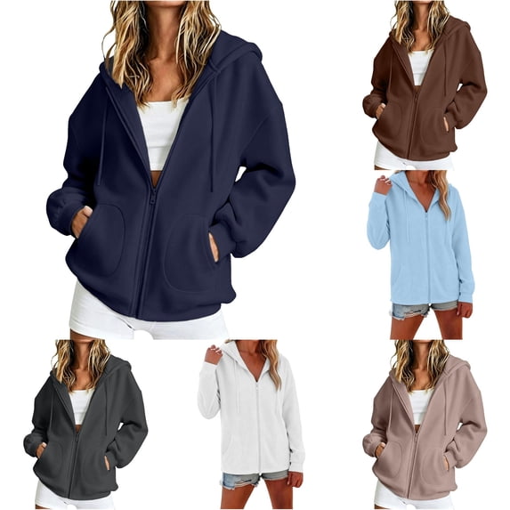 EliteGoogv Womens Lightweight Hoodie Zip Up Soft Breathable Long Sleeve Travel Sweatshirt For Women Relaxed Fit Summer Jacket With Pockets Navy 2XL