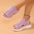 thumbnail image 1 of EliteGoogv Womens Mesh Sandals Open Toe Slip On Flat Summer Beach Shoes Sandals For Women Comfortable Walking Shoes Womens Sandals Light Pink US :7.5, 1 of 7