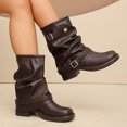 thumbnail image 1 of EliteGoogv Womens Mid Calf Boots Chunky Heel Side Zipper Pull On Round Toe Boots For Women Fall Winter Comfortable Walking Shoes US:8, 1 of 9