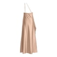 thumbnail image 1 of EliteGoogv Womens One Shoulder Dresses Asymmetrical Pleated Slit Satin Dresses For Women Slim Fit Side Slit Summer Dresses Evening Wedding Guest Dresses Beige, 1 of 5