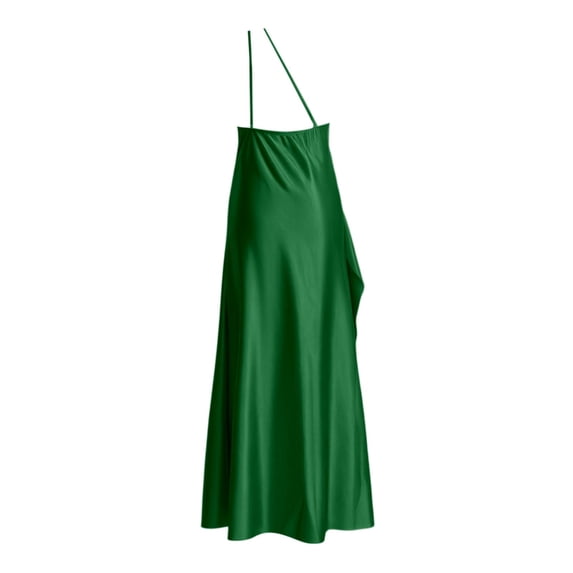 EliteGoogv Womens One Shoulder Dresses Asymmetrical Pleated Slit Satin Dresses For Women Slim Fit Side Slit Summer Dresses Evening Wedding Guest Dresses GN1