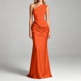 thumbnail image 1 of EliteGoogv Womens One Shoulder Dresses Asymmetrical Ruched Satin Maxi Dresses For Women Slim Fitted Formal Dresses Cocktail Party Evening Gowns Orange, 1 of 5