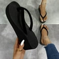 thumbnail image 1 of EliteGoogv Womens Platform Thong Sandals Bohemian Wedge Slippers For Women Summer Beach Casual Footwear Black US:7, 1 of 4
