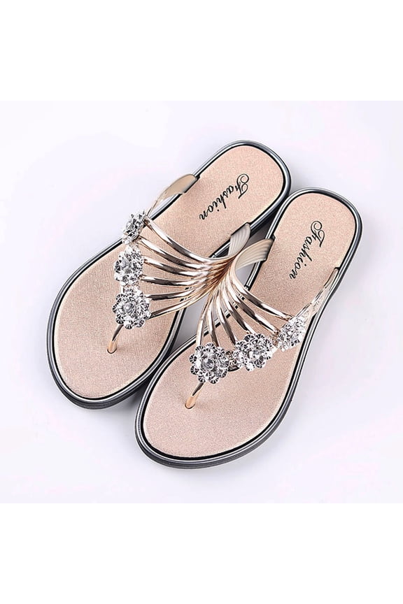 Womens Platform Thong Sandals Thick Sole Slip On Wedge Flip Flops for Women Beach Vacation Summer Walking Shoes Sneakers US :6.5