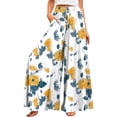 thumbnail image 1 of EliteGoogv Womens Plus Size Pants Wide Leg Floral Print Trousers For Women Casual Summer Vacation Bottoms Light Pink L, 1 of 4