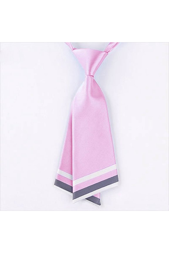 Womens Pre Tied Dagger Style Short Necktie Striped Pattern Tie For School Uniform JK Uniform Office Work And Daily Wear,Pink,One Size