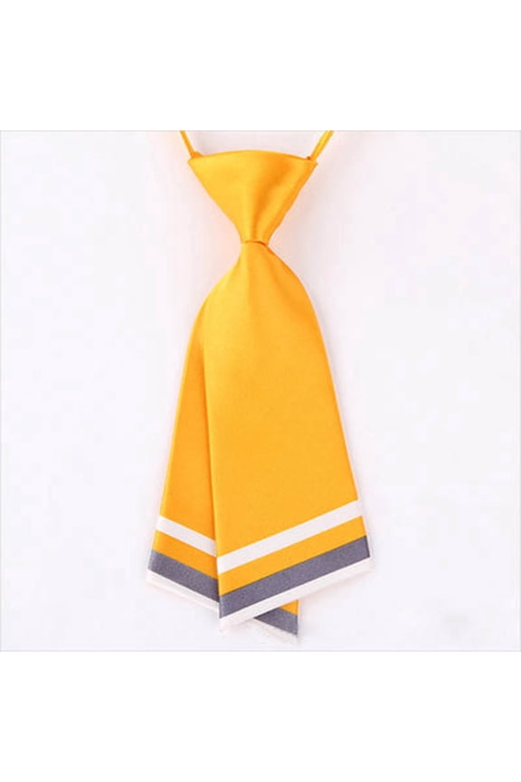 Womens Pre Tied Dagger Style Short Necktie Striped Pattern Tie For School Uniform JK Uniform Office Work And Daily Wear,Yellow,One Size