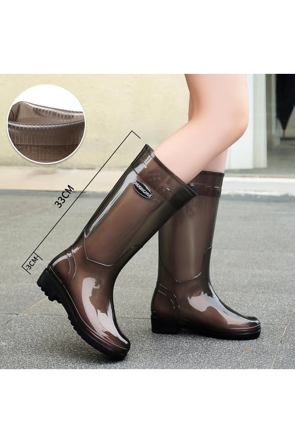 Womens Rain Boots Mid Calf Slip On Hiking Camping Wading Boots Rain Boots For Women Non Slip Rubber Sole Cushioned Flexible Outdoor Waterproof Footwear US :6