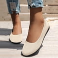 thumbnail image 1 of EliteGoogv Womens Round Toe Ballet Flats Slip On Knitted Shoes For Women Breathable Casual Footwear Beige US:8, 1 of 9