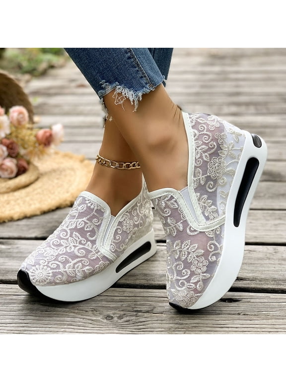 Womens Sandals Lace Mesh Lift Assist Casual Sandals Comfort Foam Sole Breathable Design For Women Summer Shoes US:8