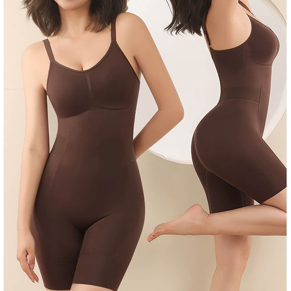 EliteGoogv Womens Shapewear Bodysuits Seamless Control Full Body Shapers For Women Butt Lifting Postpartum Slimming Underwear Brown XL