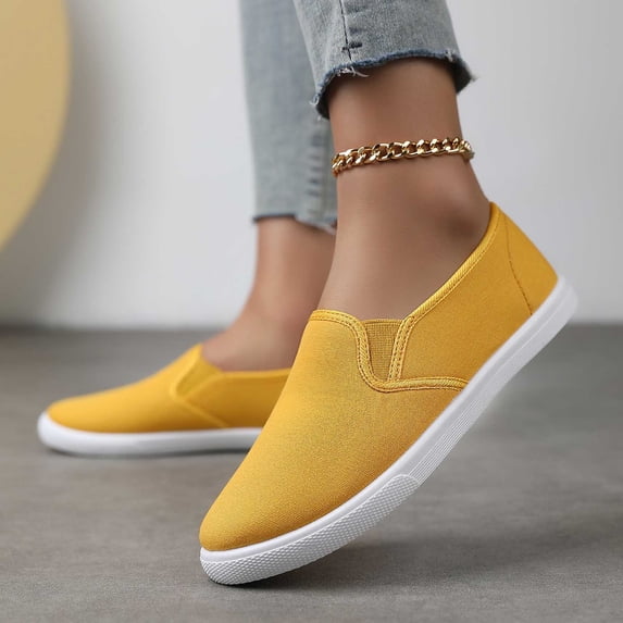 EliteGoogv Womens Slip On Flats Round Toe Low Heel Casual Shoes for Women Everyday Walking Footwear US :10