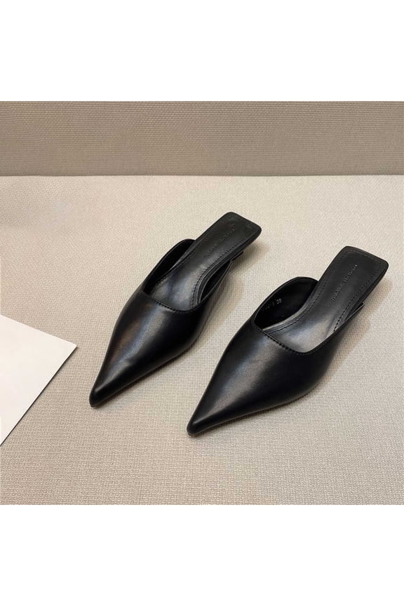 Womens Slippers Pointed Toe Stiletto Heel On Casual Half Shoes For Women Elegant Daily Wear Sandals Footwear US :7