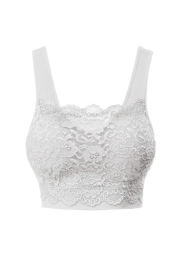 Womens Sports Bras Seamless Lace Front Cover Wireless Supportive Bras For Women Everyday Workout Plus Size Bras Bralette White L
