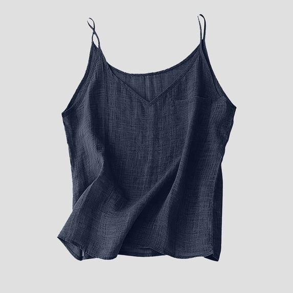EliteGoogv Womens Tank Tops V Neck Chest Pocket Sleeveless Shirts For Women Summer Daily Vacation Casual Tops Navy L