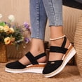 thumbnail image 1 of EliteGoogv Womens Wedge Sandals Closed Toe Platform Sandals Flock Upper Woven Bottom On Sandals For Women Large Size Summer Beach Shoes Black US :8.5, 1 of 9