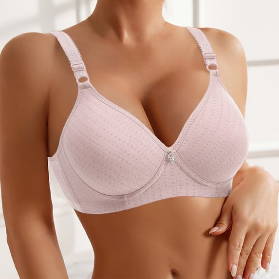 EliteGoogv Womens Wireless Bras V Neck Seamless T Shirt Bras For Women Everyday Comfort Support Bralettes Light Pink 36